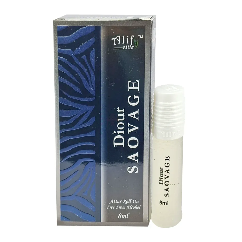 Alif Diour Saovage Roll On Attar 8ml-Premium Long-Lasting Fresh & Pure Perfume Oil (M-25 Series)  