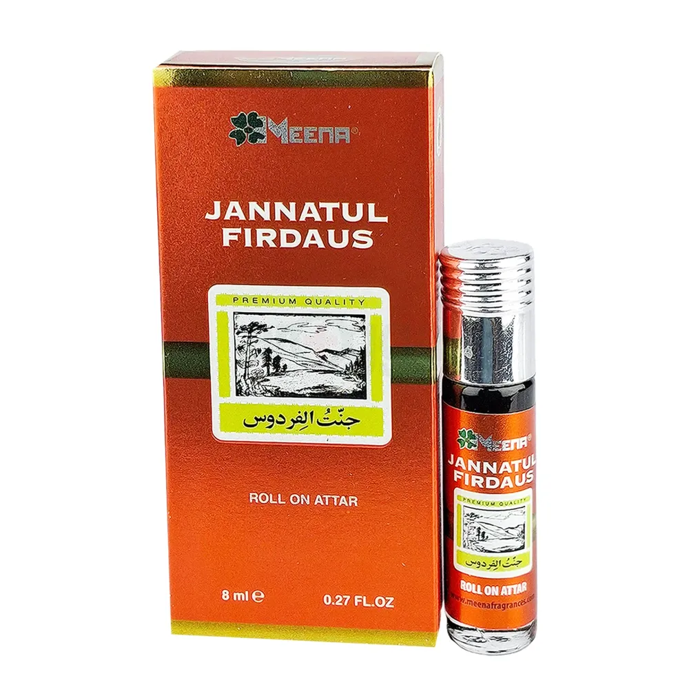 Meena Jannatul Firdaous Roll-On Attar 8ml – Famous Arabic Perfume Oil for Long-Lasting Strong & Refreshing Aroma  