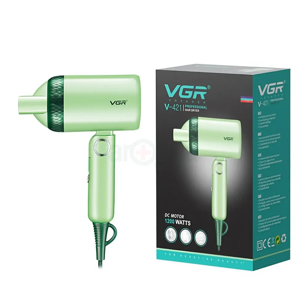 VGR V-421 1200W Compact Foldable Hair Dryer – Portable Ionic Professional Blow Dryer with Dual-Speed, Hot/Cold Shot & Frizz-Reducing Negative Ion Technology for Travel & Home Use  