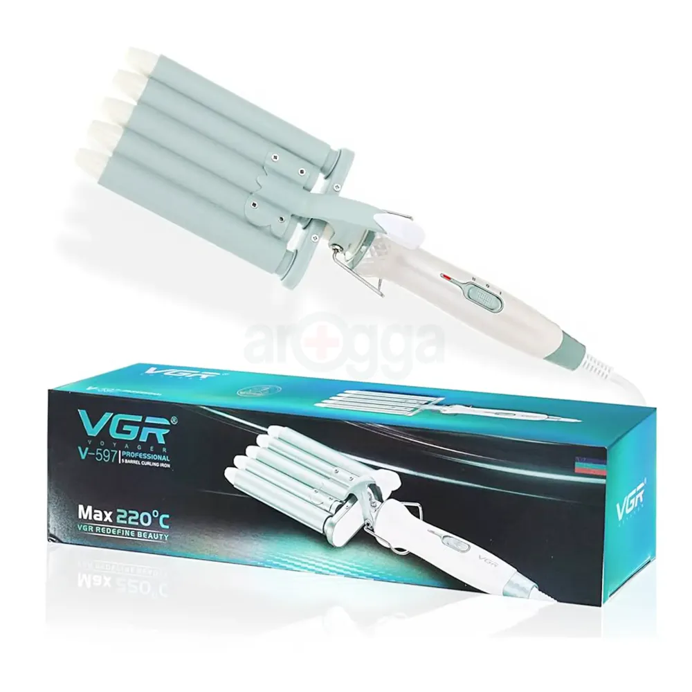 VGR V-597 EssentialCare 5-Barrel Hair Curler – Ceramic-Coated Waver with Adjustable 120–220°C Temperature, Rapid Heat-Up, Cool-Touch Tip & 360° Swivel Cord – Salon-Quality Waves at Home  