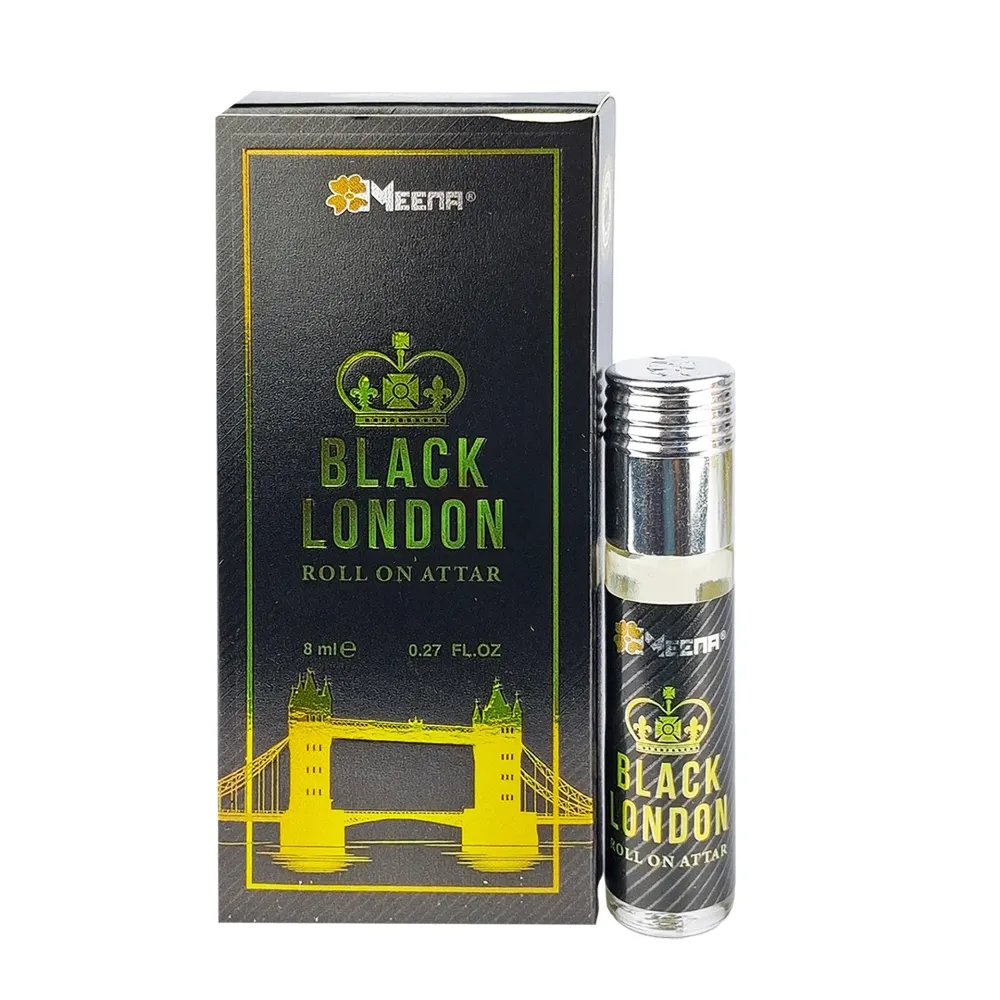 Meena Black London Roll-On Attar 8ml – Strong & Bold Long-Lasting Perfume Oil, Alcohol-Free  