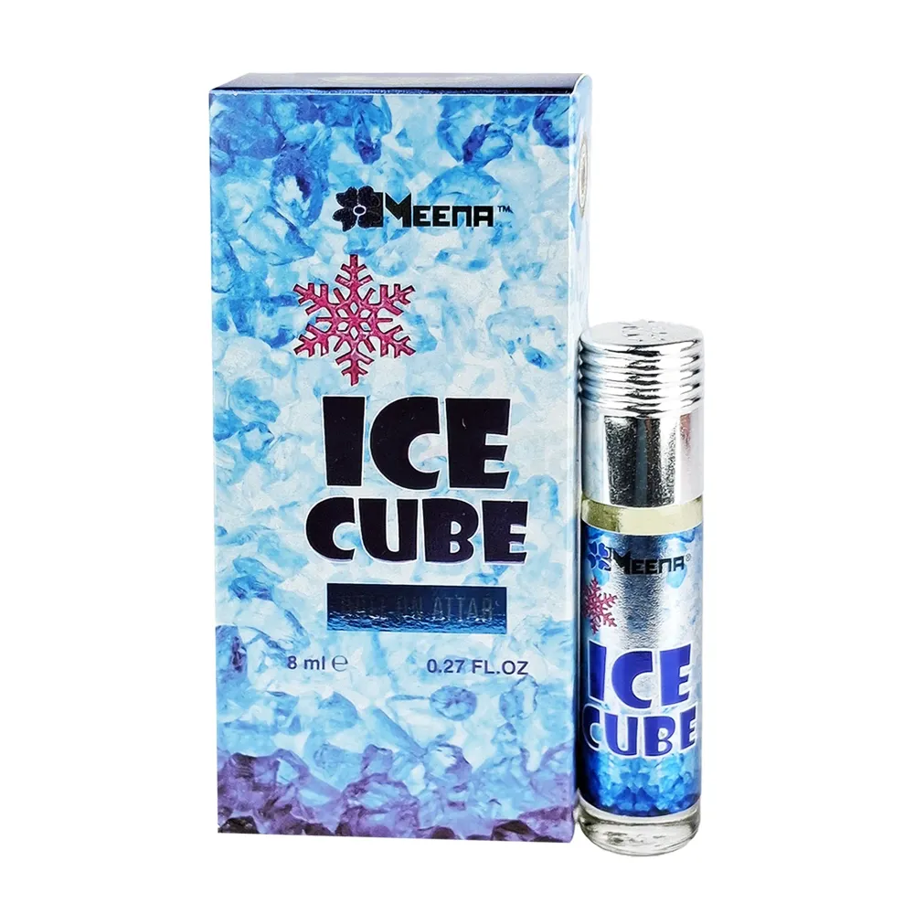 Meena Ice Cube Roll-On Attar 8ml – Cool & Refreshing Perfume Oil for Long-Lasting Icy Fresh Fragrance  