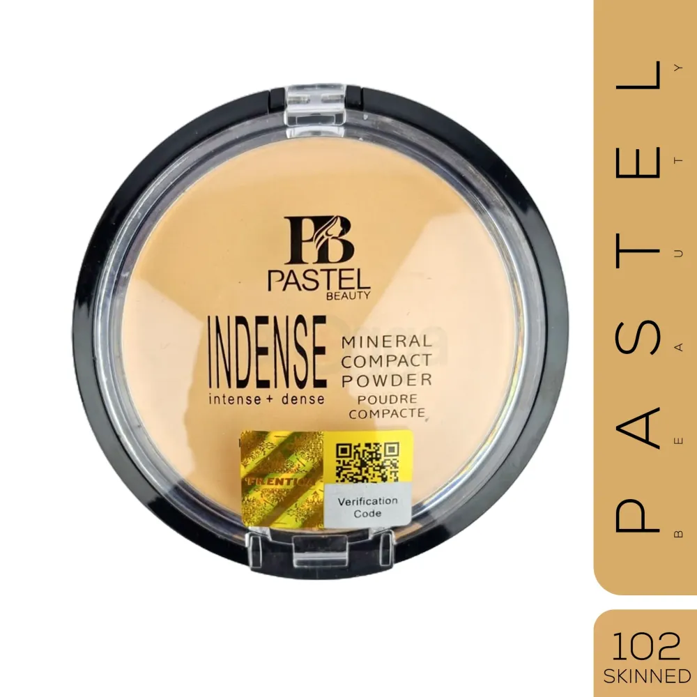 Pastel Beauty Intense Mineral Compact Powder – Shade 102 Skinned Lightweight, Long-Lasting Matte Finish with Oil Control & Skin-Breathable Formula for Flawless Coverage  