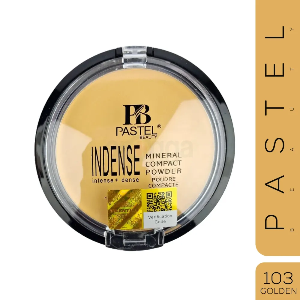Pastel Beauty Intense Mineral Compact Powder – Shade 103 Golden , Long-Lasting Lightweight Matte Pressed Powder with Oil Control, Buildable Coverage & Skin-Friendly Mineral Formula for Radiant Daily Wear  