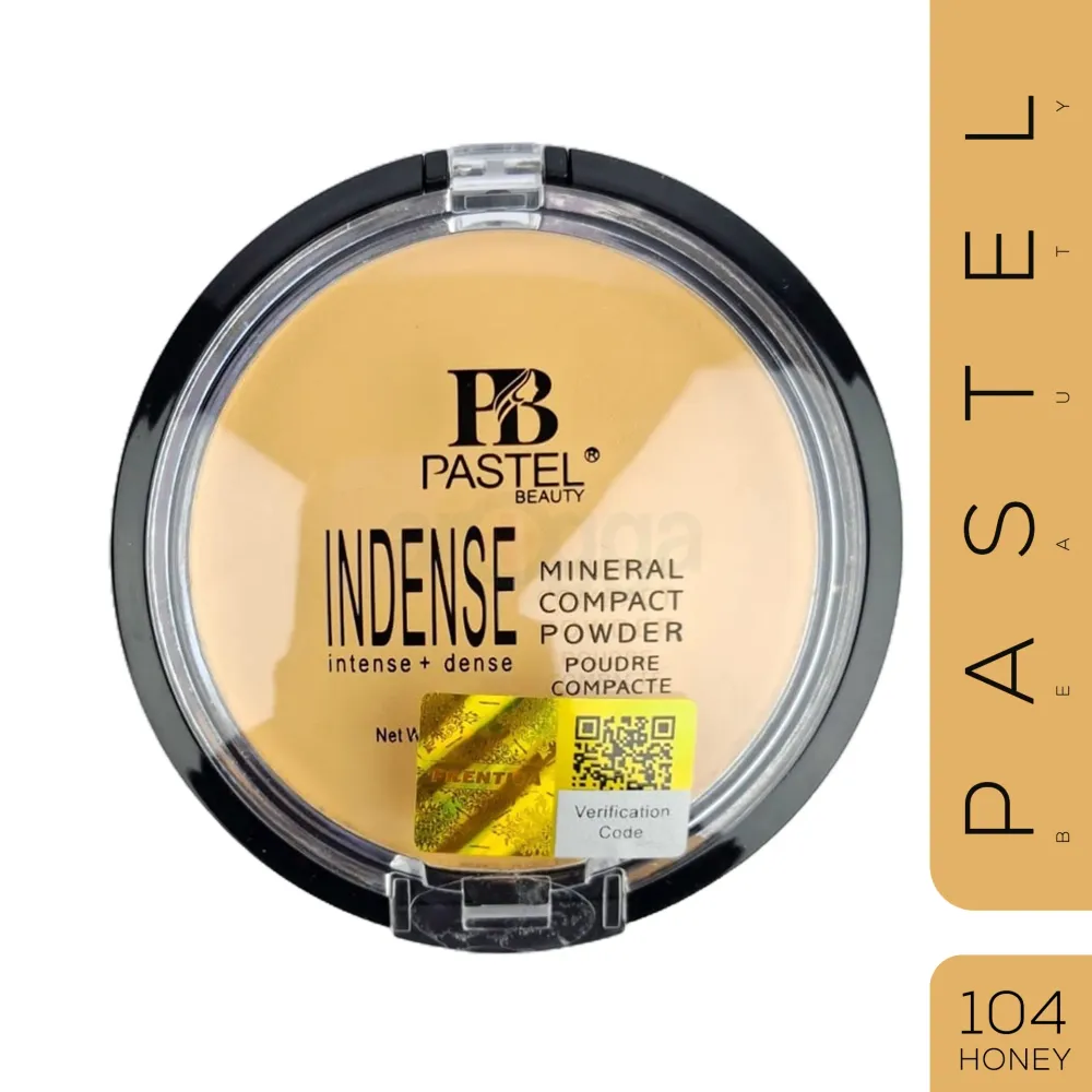 Pastel Beauty Intense Mineral Compact Powder – Shade 104 Honey ,Lightweight Matte Pressed Powder with Oil Control, Buildable Coverage & Long-Lasting Natural Finish for Medium to Tan Skin Tones  