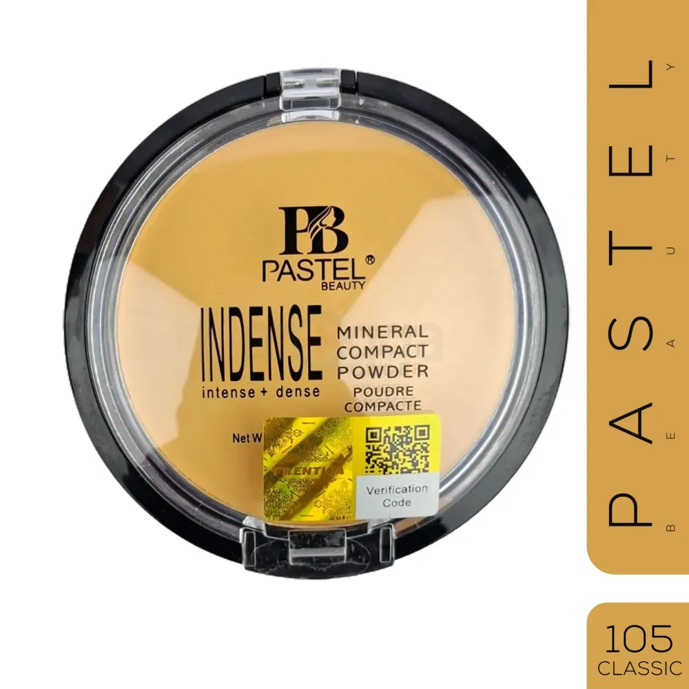 Pastel Beauty Intense Mineral Compact Powder – Shade 105 Classic Lightweight Matte Pressed Powder with Oil & Shine Control, Buildable Coverage and Long-Lasting Natural Finish for Medium Skin Tones  