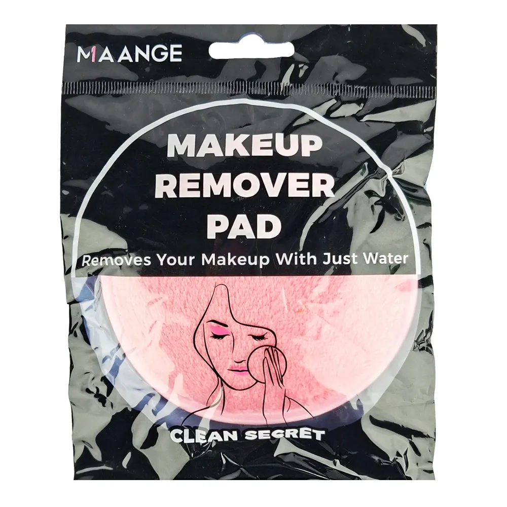 Maange Reusable Makeup Remover Puff – Pink Soft Microfiber Cleansing Pad for Gentle & Effective Makeup Removal with Just Water, Eco-Friendly & Washable  