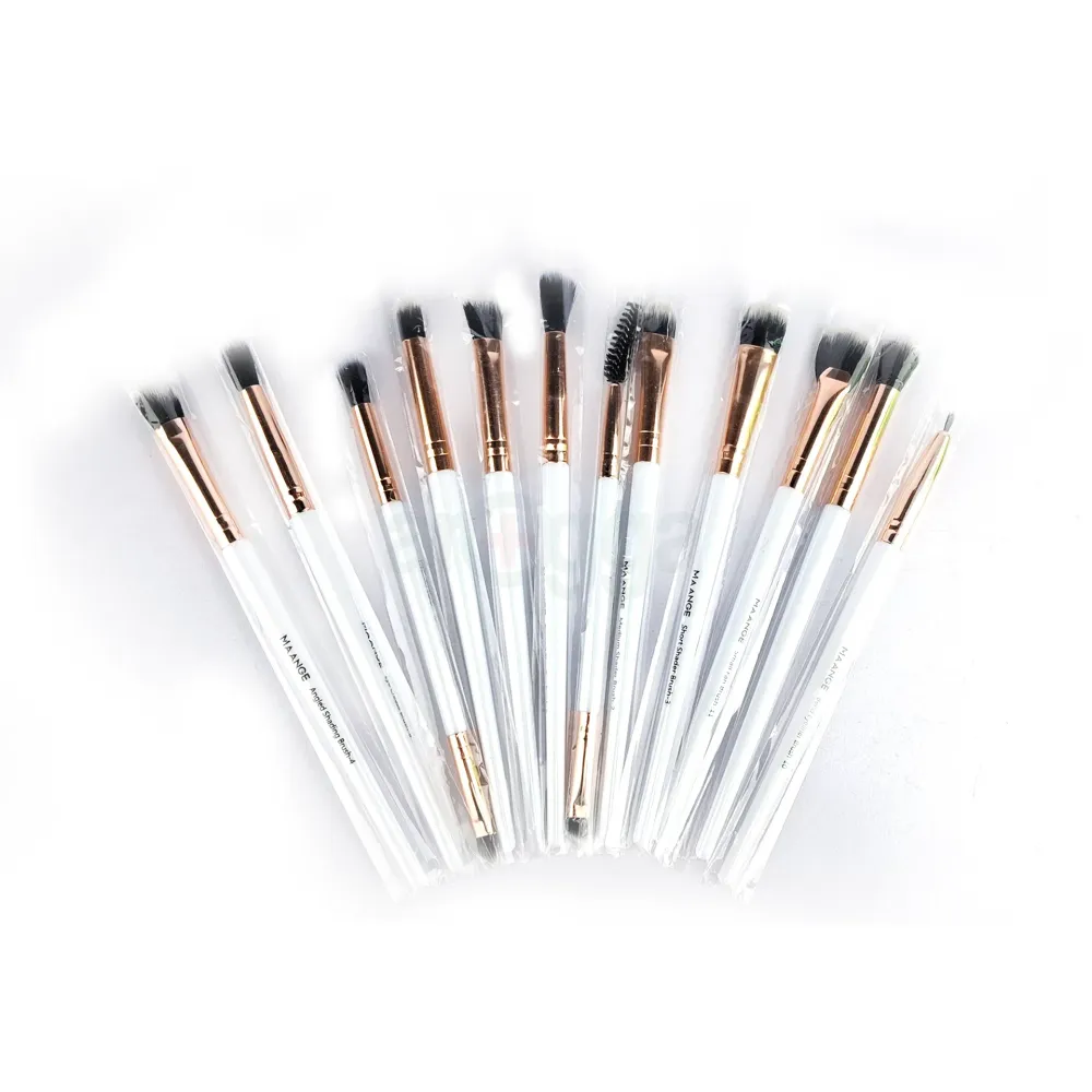 Maange 12pcs Makeup Brush Set – White Color | Soft Synthetic Bristles for Foundation, Blush, Eyeshadow & Contouring – Professional Quality, Durable & Travel-Friendly  