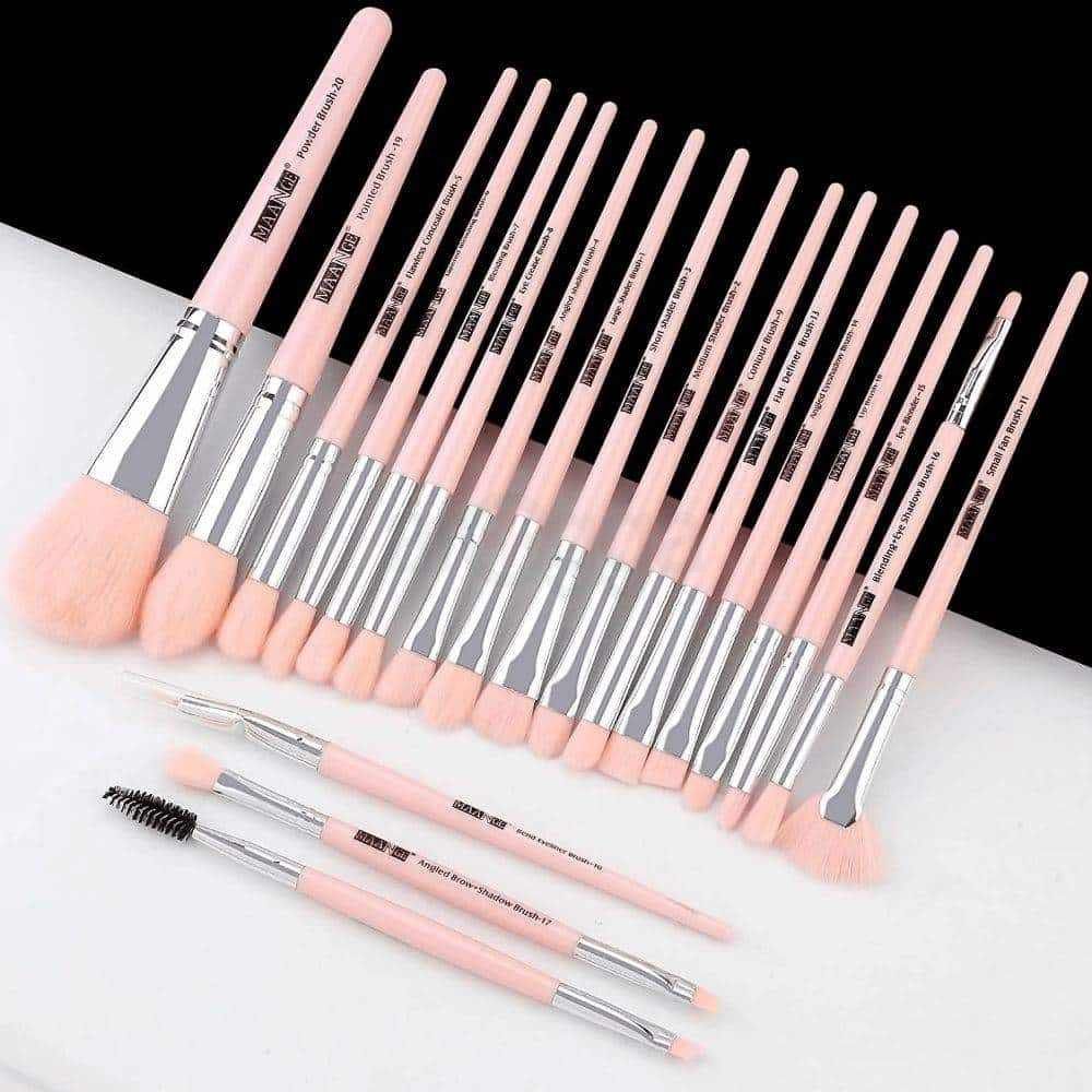 Maange 20pcs Makeup Brush Set – Pink Color  Premium Soft Synthetic Bristles for Foundation, Blush, Eyeshadow, Contouring & Highlighting – Professional Quality & Travel-Friendly  