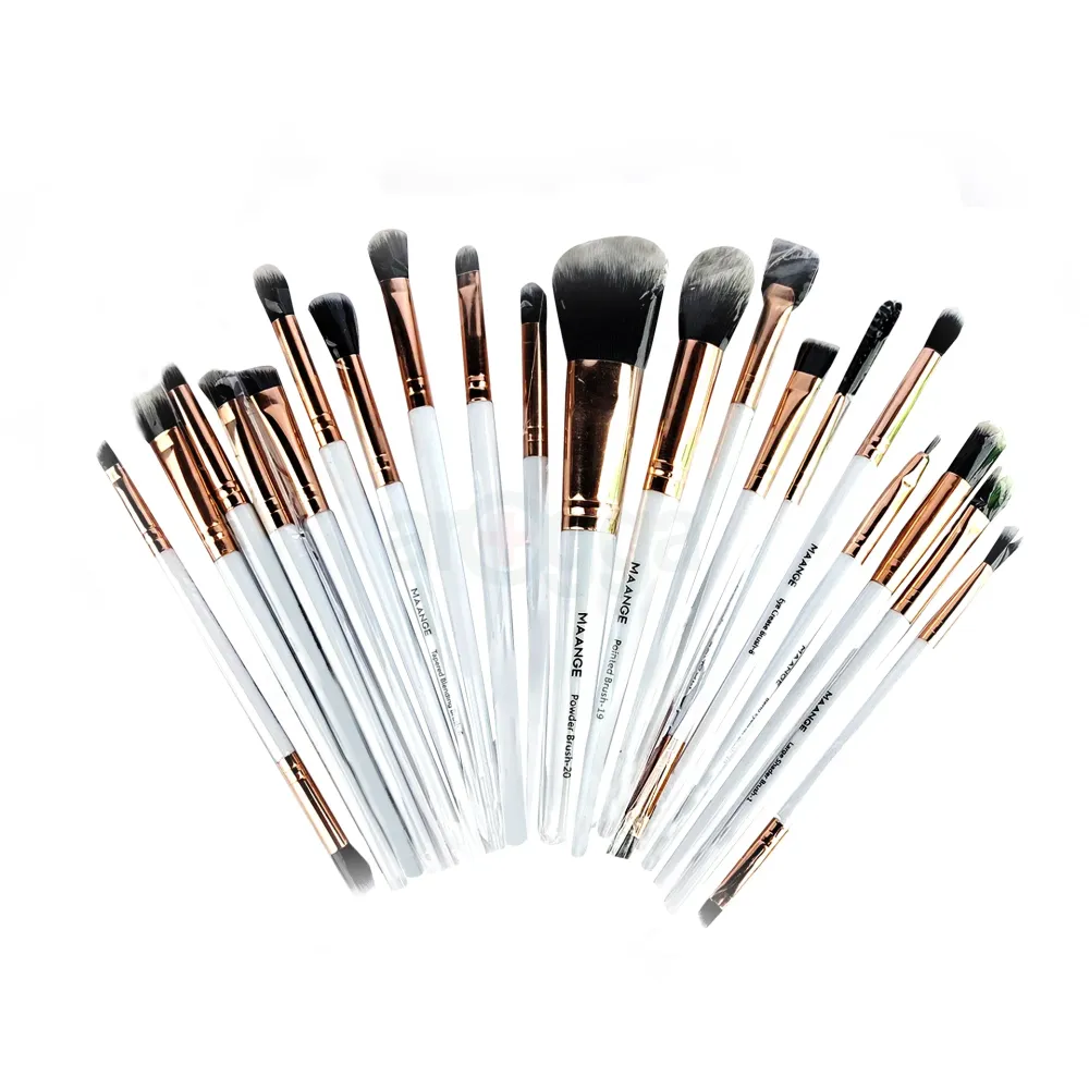 Maange 20pcs Makeup Brush Set – White Color | Premium Soft Synthetic Bristles for Foundation, Blush, Eyeshadow, Contouring & Highlighting – Professional Quality & Travel-Friendly  