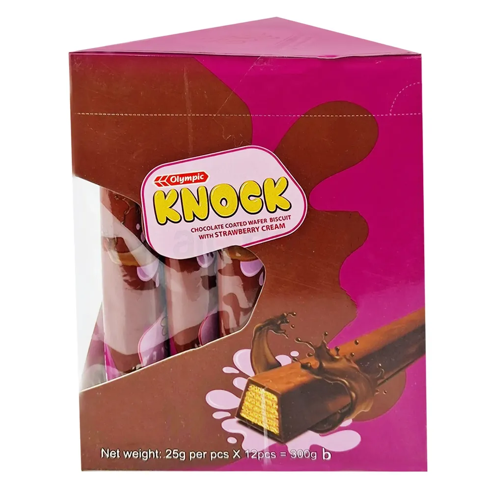 Olympic Knock Chocolate Coated Wafer with Strawberry Cream (12pcs x 25g) 300g  