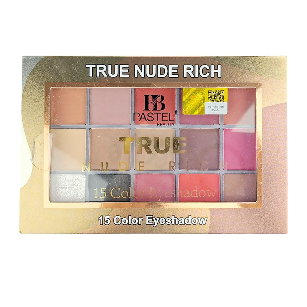Pastel Beauty True Nude Rich Eyeshadow Palette – 15 Color Eye Shadow with Highly Pigmented, Blendable & Long-Lasting Shades for Everyday Natural Makeup and Glamorous Evening Looks  