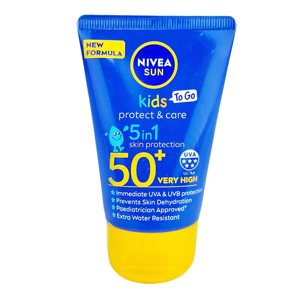 Nivea Sun Kids To Go Protect & Care 5-in-1 Skin Protection SPF 50+ (50ml) – Long-Lasting UV Defense for Children’s Delicate Skin  