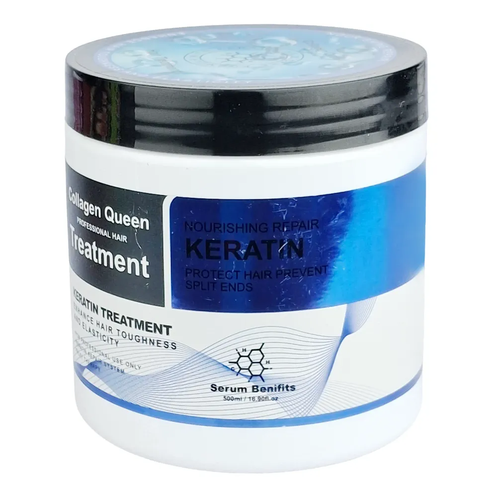Collagen Queen Keratin Hair Treatment Mask Blue 500ml – Deep Repair & Moisturizing for Strong, Shiny Hair  
