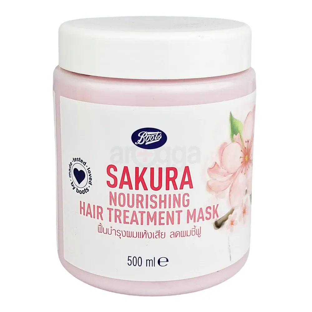 Boots Sakura Nourishing Hair Treatment Mask 500ml – Smooth, Silky & Revitalizing Hair Mask with Sakura Blossom Extracts  