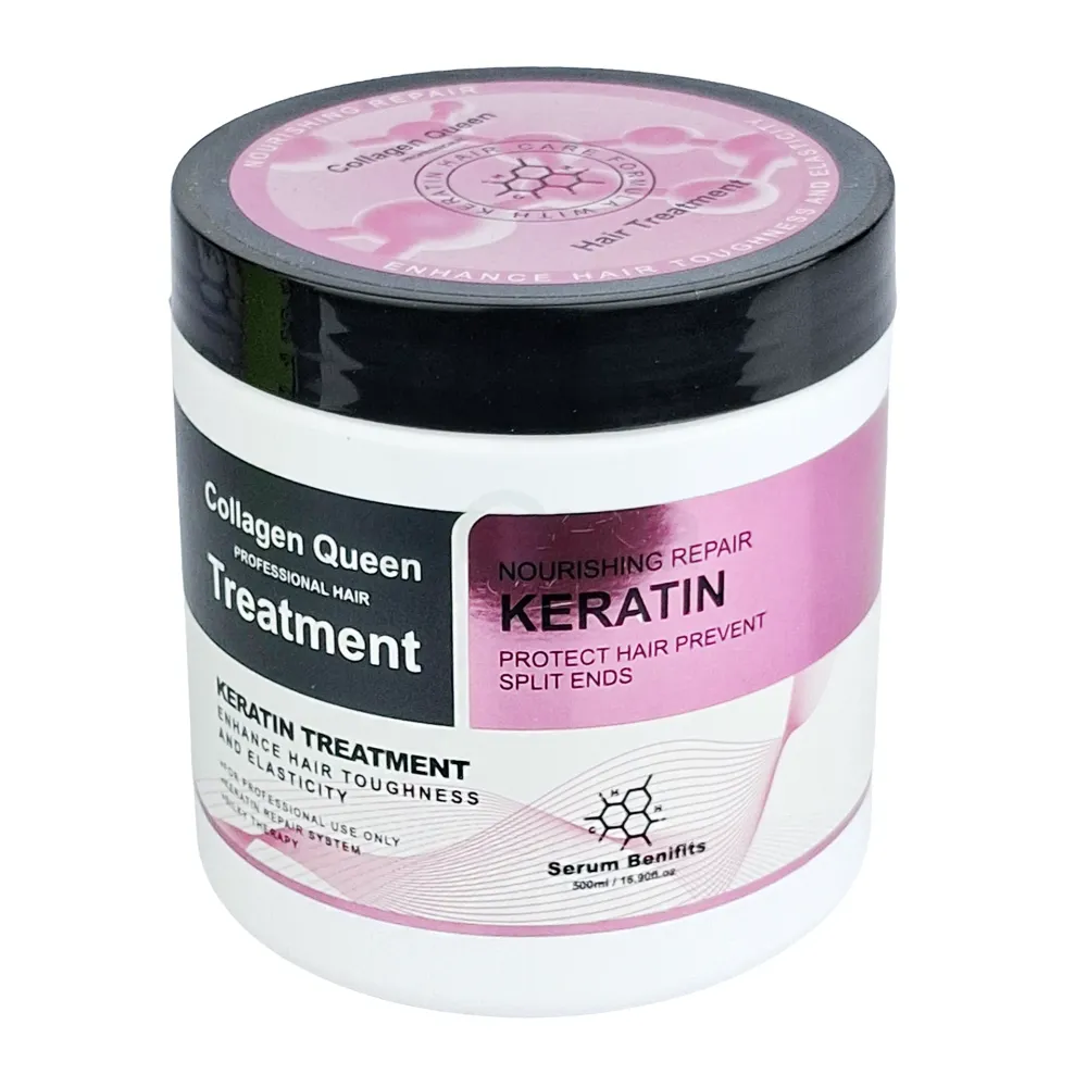 Collagen Queen Keratin Hair Treatment Mask Pink 500ml – Nourishing Hair Mask for Silky, Smooth, and Repaired Hair  