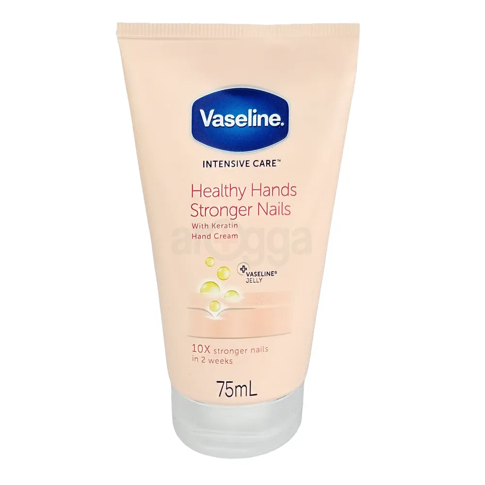 Vaseline Intensive Care Healthy Hands & Stronger Nails Hand Cream with Keratin – 75 ml Moisturising Formula for Soft, Smooth Skin and 10× Stronger Nails  