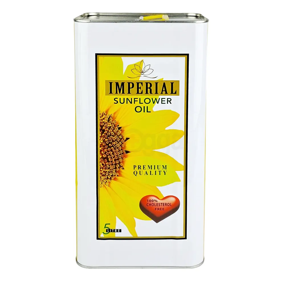 Imperial Sunflower Oil Premium Quality – 5000 ml Tin, Refined Cooking Oil for Frying, Baking, Sautéing & Healthy Daily Nutrition  