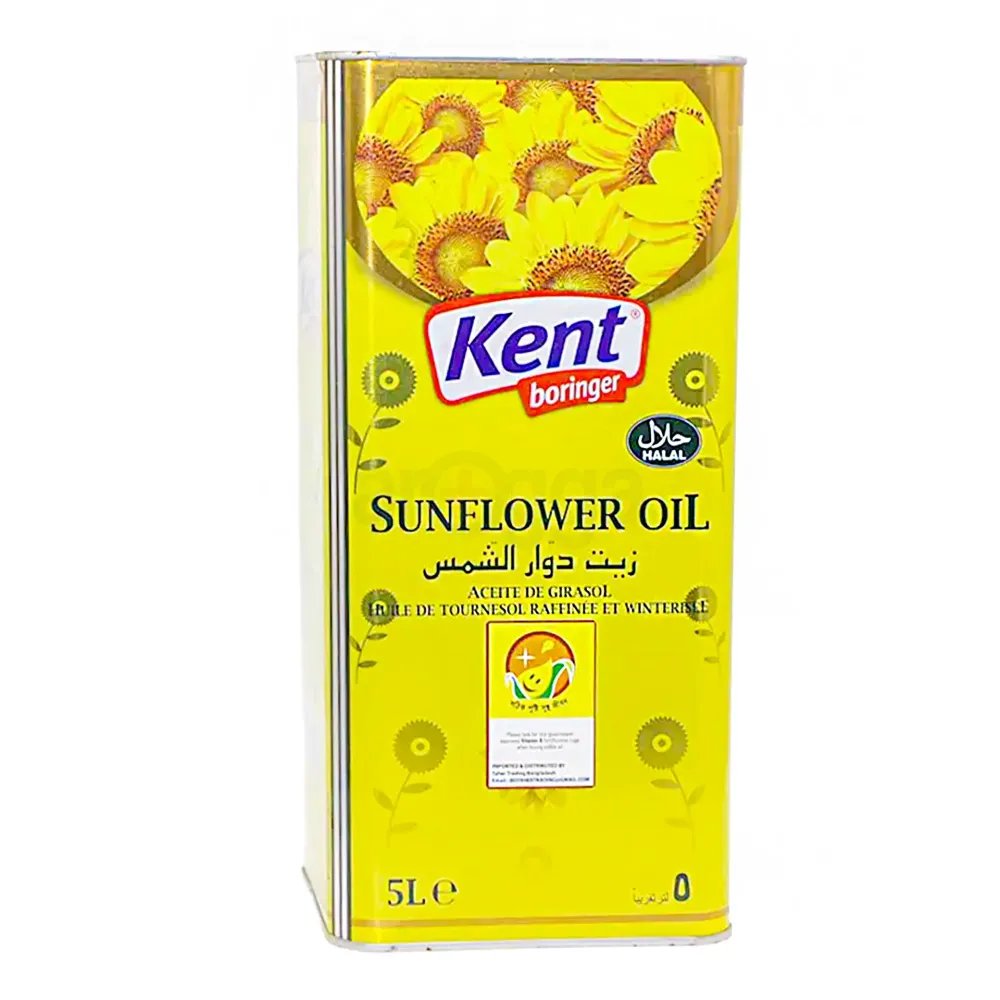 Kent Boroniger Sunflower Oil – 5000 ml Tin, Refined Cooking Oil for Frying, Baking, Sautéing & Healthy Daily Nutrition  