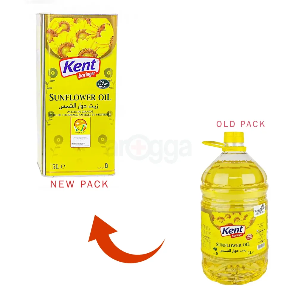Kent Boroniger Sunflower Oil – 5000 ml Tin, Refined Cooking Oil for Frying, Baking, Sautéing & Healthy Daily Nutrition  