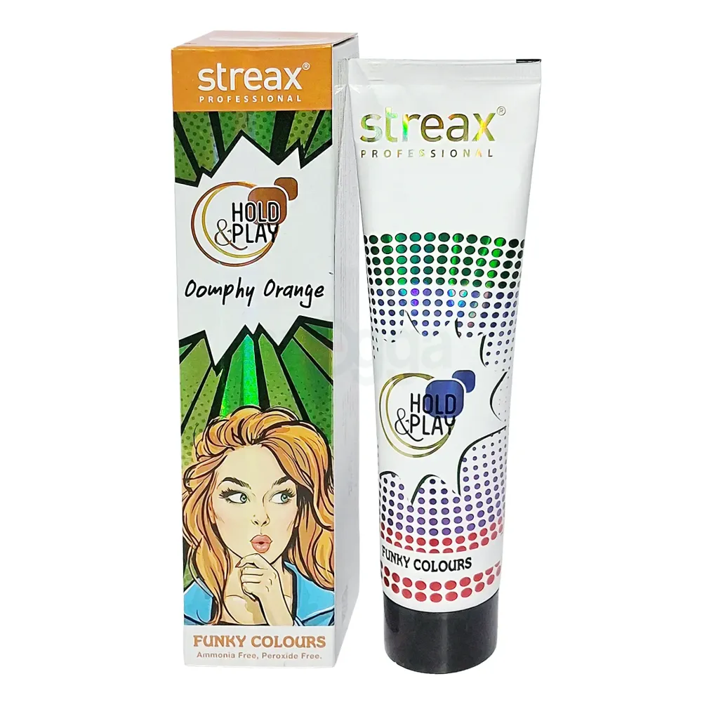 Streax Professional Hold and Play Funky Hair Colour Oomphy Orange 100g  