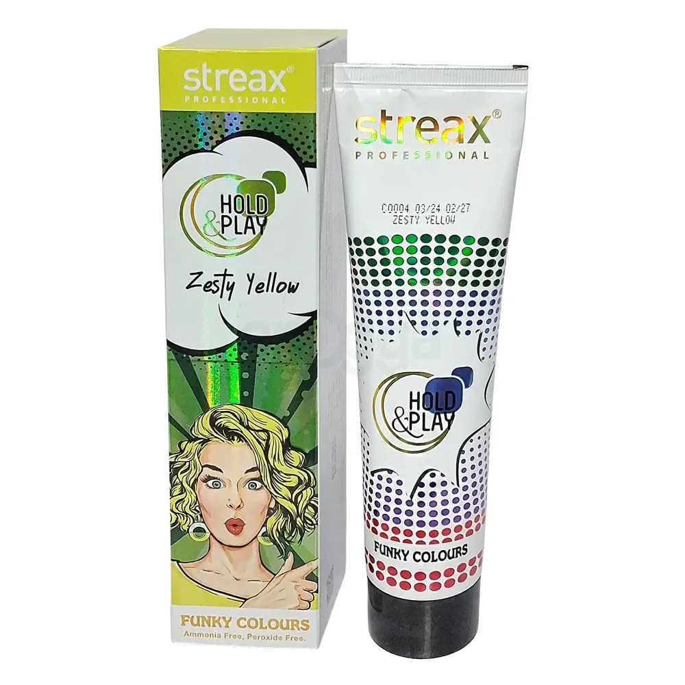 Streax Professional Hold and Play Funky Hair Colour Zesty Yellow 100g  