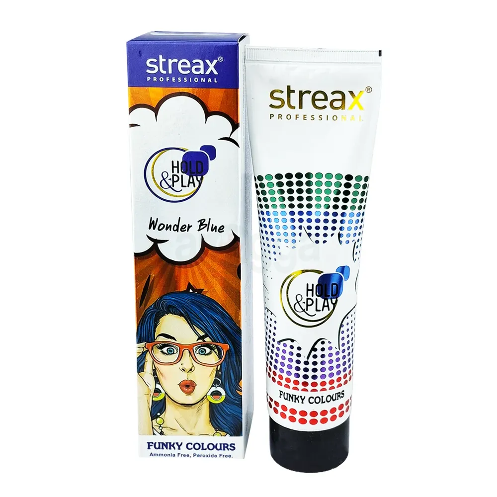 Streax Professional Hold and Play Funky Hair Colour – Wonder Blue 100g  