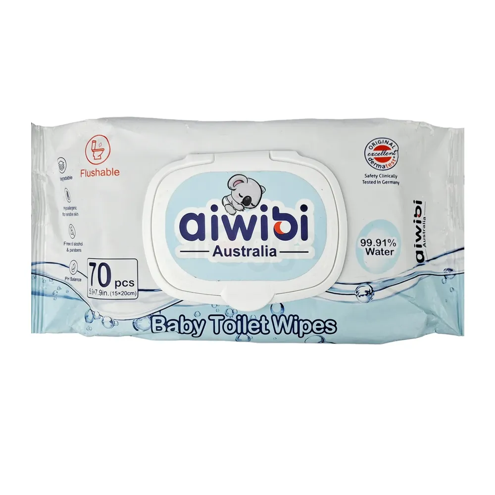AiWibi Flushable Baby Toilet Wipes 70pcs  