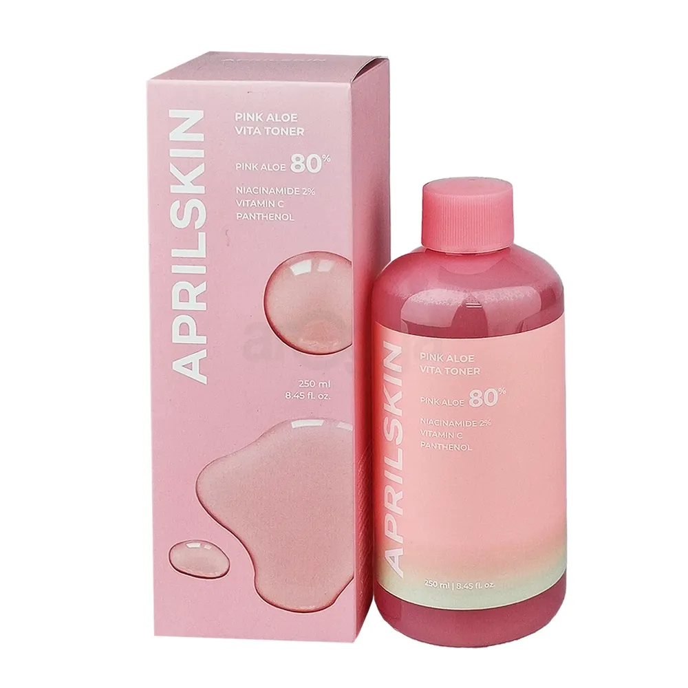 April Skin Pink Aloe Vita Toner 250ml – Brightening & Hydrating Daily Facial Toner with Niacinamide 2%, Vitamin C & Panthenol  