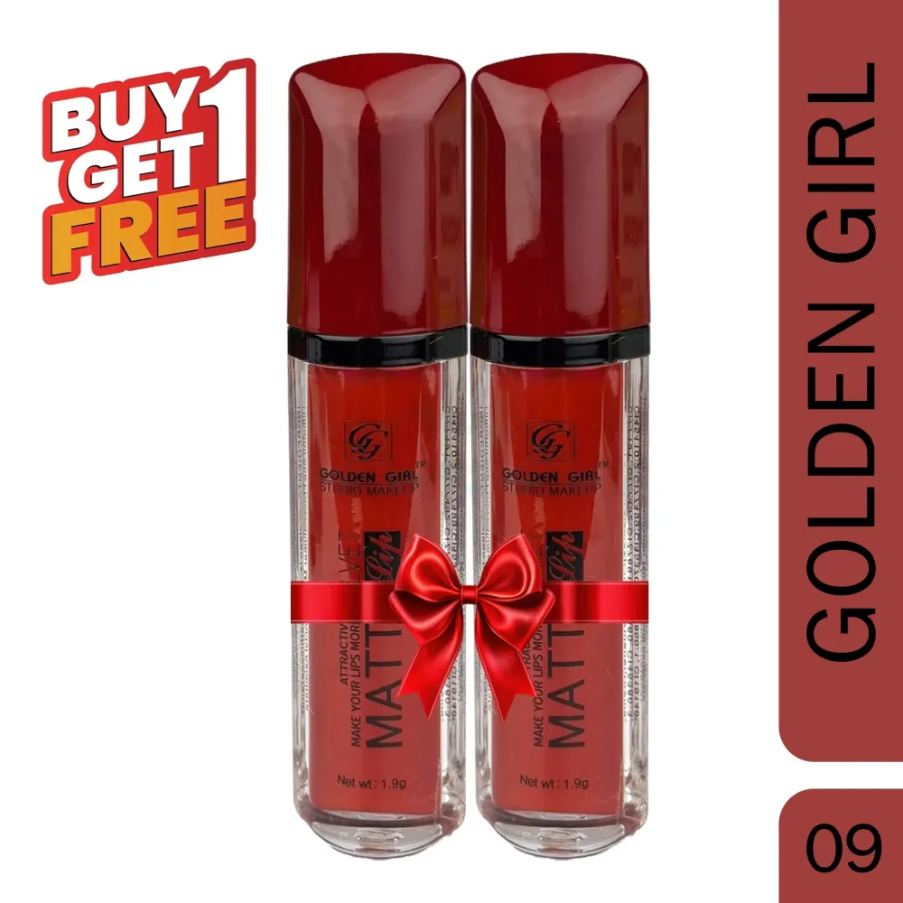 Golden Girl Studio Makeup Velvet Matte Attractive Lipstick – 09 (Buy 1 Get 1 Free)  