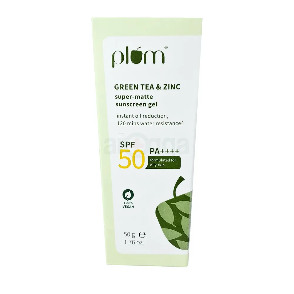 Plum Green Tea & Zinc Super-Matte Gel Sunscreen SPF 50 PA++++ – Oil-Free Sun Protection 50g For Oily Skin  