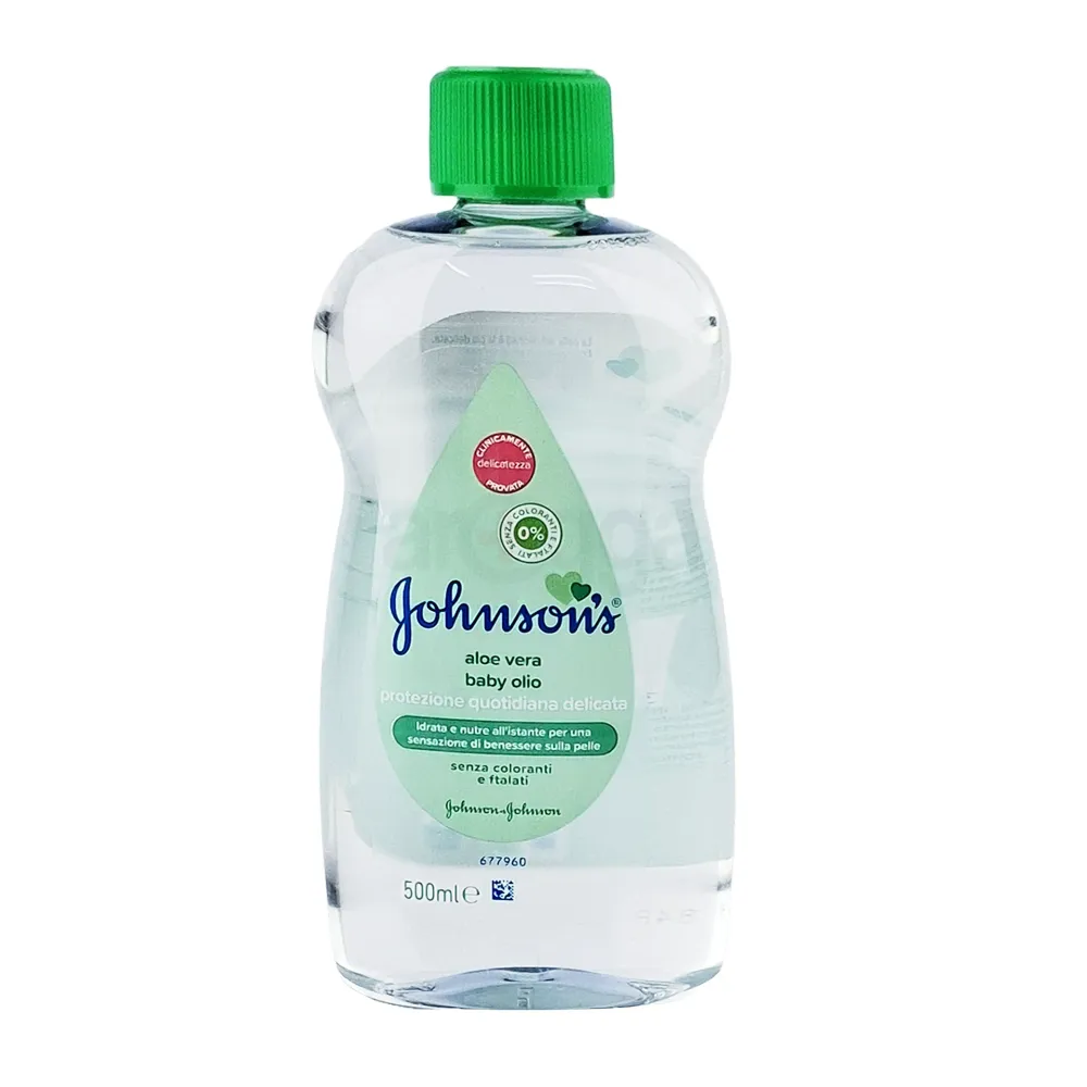 Johnson’s Baby Oil Aloe Vera 500ml (Made in Italy)  –Moisturizing Soft, Smooth & Healthy Skin for Babies  (Made in Italy)   