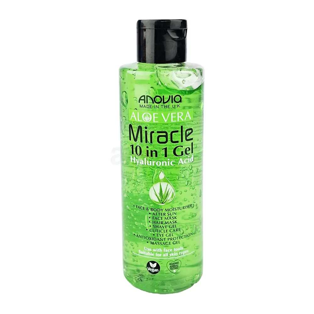 Anovia Miracle 10 in 1 Aloe Vera Gel 210ml with Hyaluronic Acid – Face & Body Moisturiser for Hydration, Soothing & Skin Care  