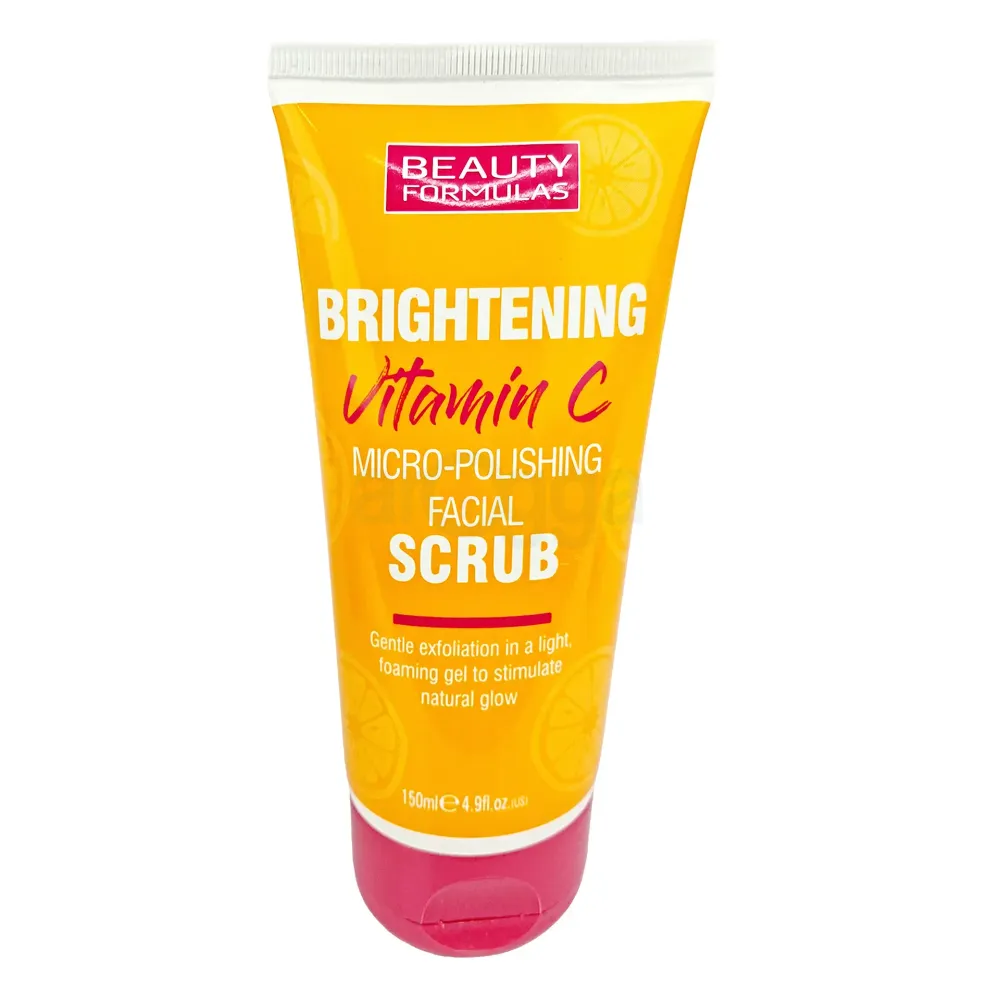 Beauty Formulas Brightening Vitamin C Micro-Polishing Facial Scrub 150ml – Gentle Exfoliation with Light Foaming Gel for a Natural Glow  