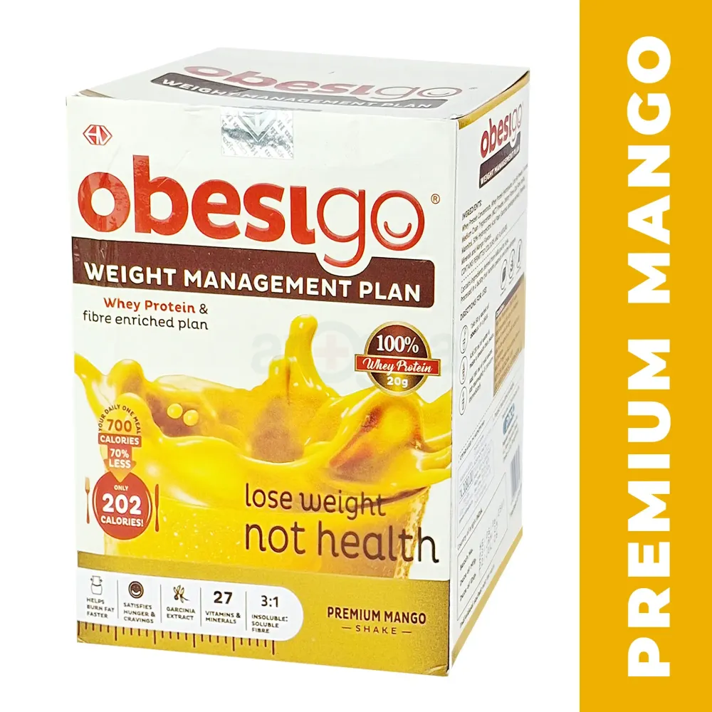 Obesigo Weight Management Plan Whey Protein & Fibre Enriched Plan Lose Weight Not Health Premium Mango Shake  