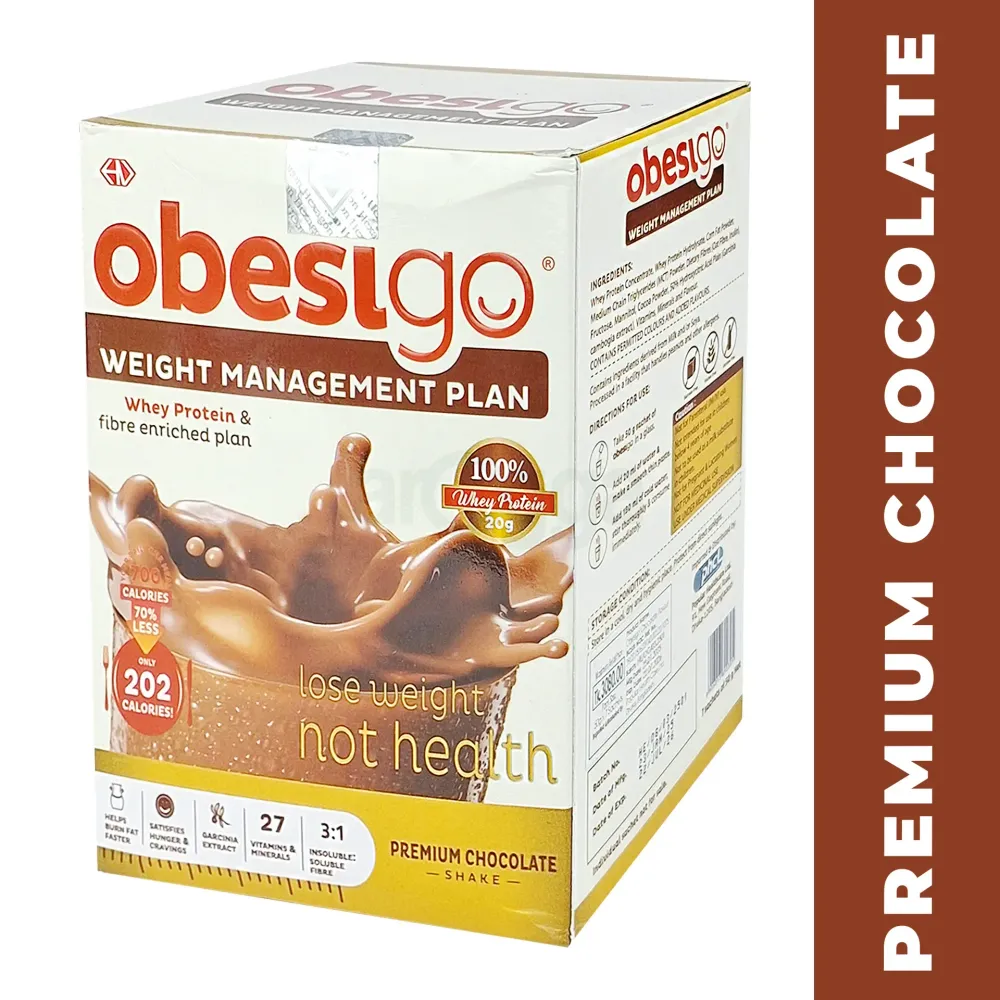 Obesigo Weight Management Plan Whey Protein & Fibre Enriched Plan Lose Weight Not Health Premium Chocolate Shake  