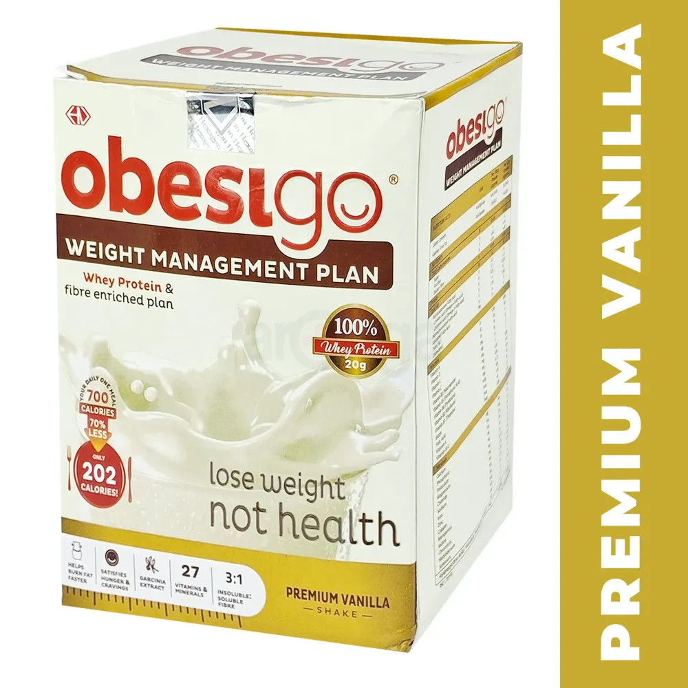 Obesigo Weight Management Plan Whey Protein & Fibre Enriched Plan Lose Weight Not Health Premium Vanilla Shake  