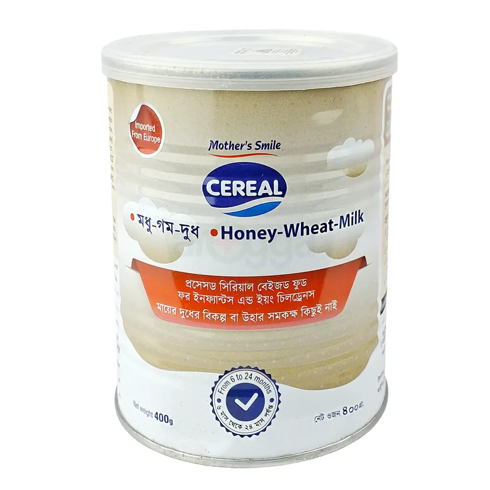 Mother's Smile Cereal  Honey, Wheat & Milk Tin 400 gm  
