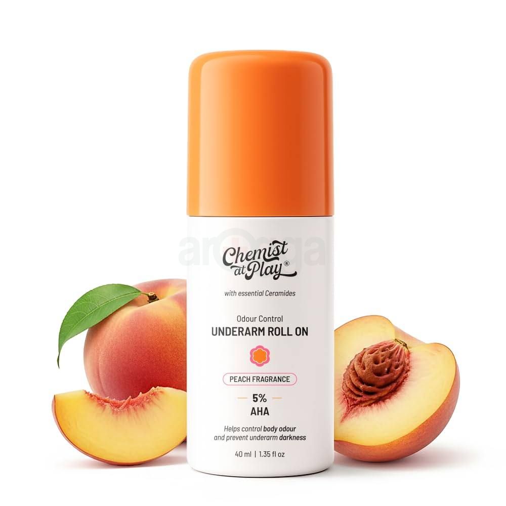 Chemist at Play Underarm Roll On - Peach Fragrance with 5% AHAs & Vitamin C 40ml  