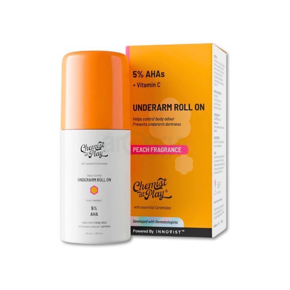 Chemist at Play Underarm Roll On - Peach Fragrance with 5% AHAs & Vitamin C 40ml  