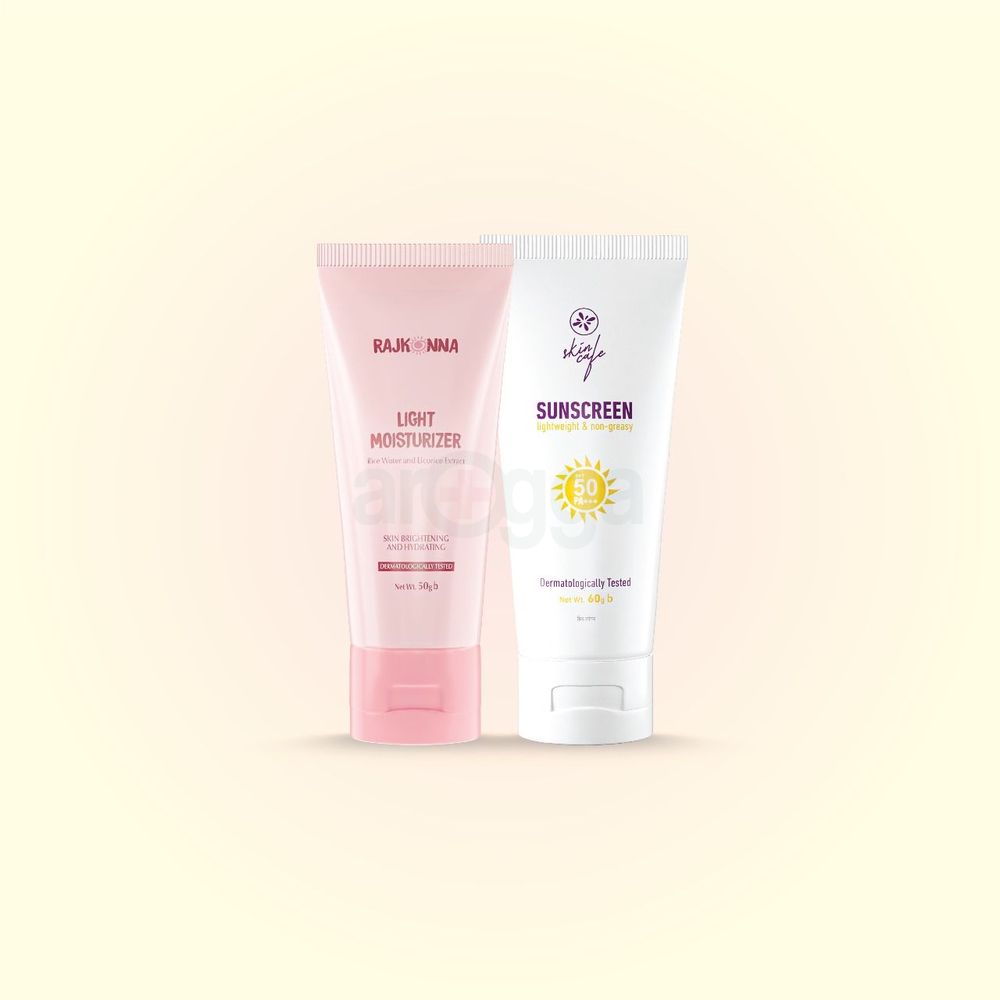 Skin Cafe Sunscreen SPF 50 PA+++ 60g  & Rajkonna Light Moisturizer 50g Combo  