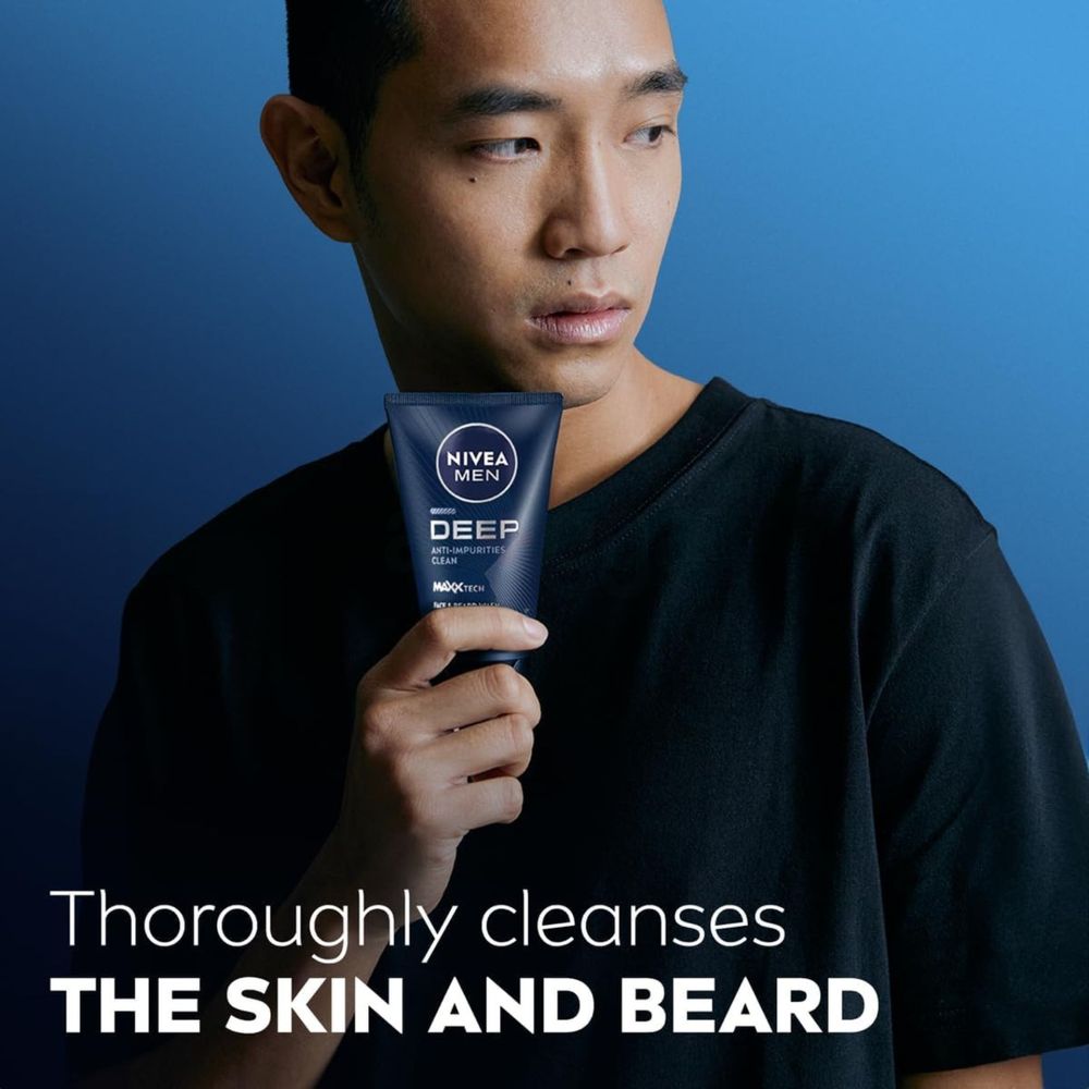 Nivea Men Deep Anti-Impurities Clean Face & Beard Wash 100ml  