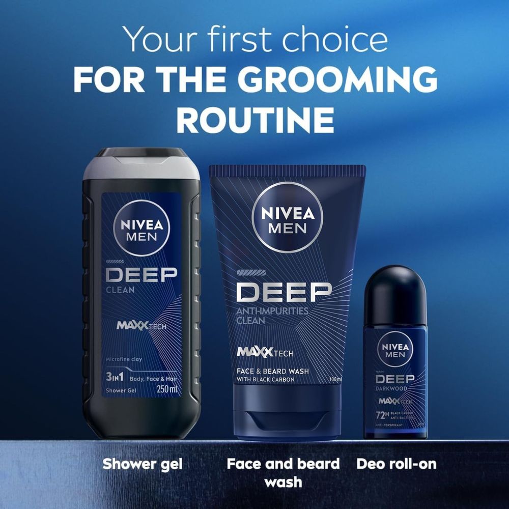 Nivea Men Deep Anti-Impurities Clean Face & Beard Wash 100ml  