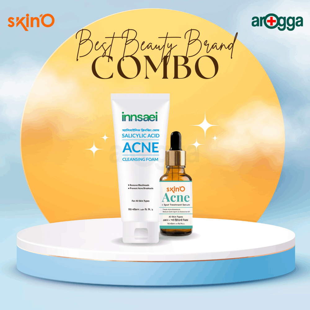 Innsaei Salicylic Acid Acne Solution Cleansing Foam 150ml with skinO Acne + Spot Treatment Serum 30ml Combo  
