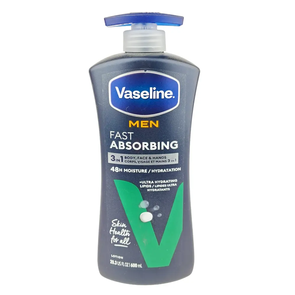 Vaseline Men Fast Absorbing 3 in 1 Body, Face & Hands Lotion, 600ml ...