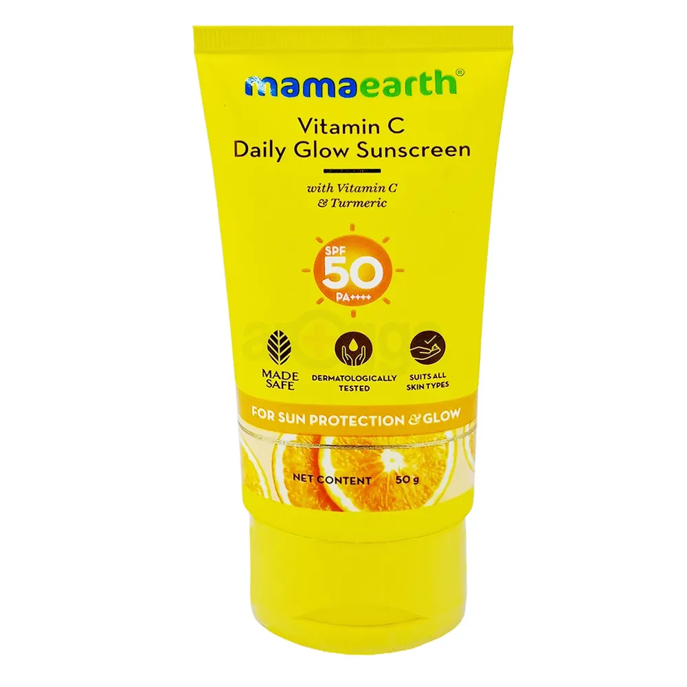 Mamaearth Vitamin C Daily Glow Sunscreen with Vitamin C & Turmeric (50 g) – SPF 50 & PA++++  