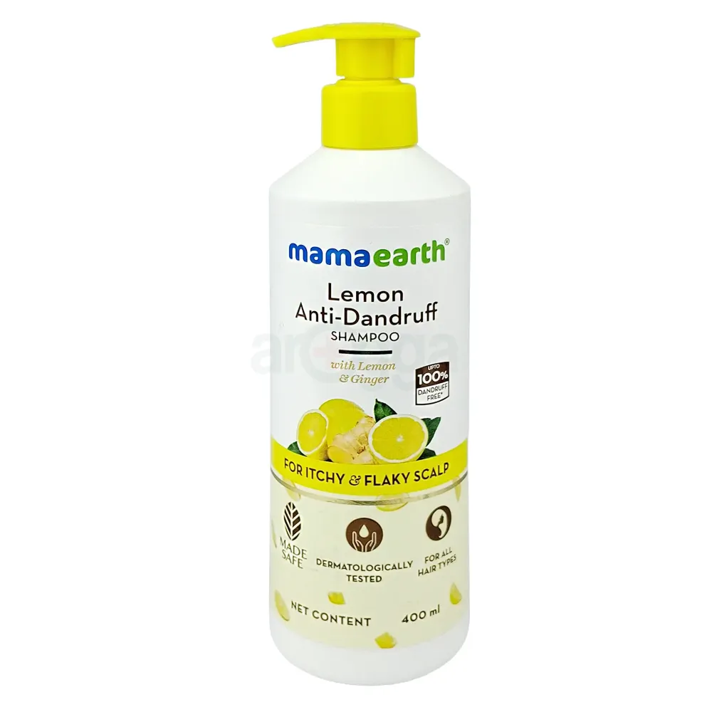 MAMAEARTH Lemon Anti Dandruff Shampoo for Itchy & Flaky Scalp With Lemon & Ginger 400ml  