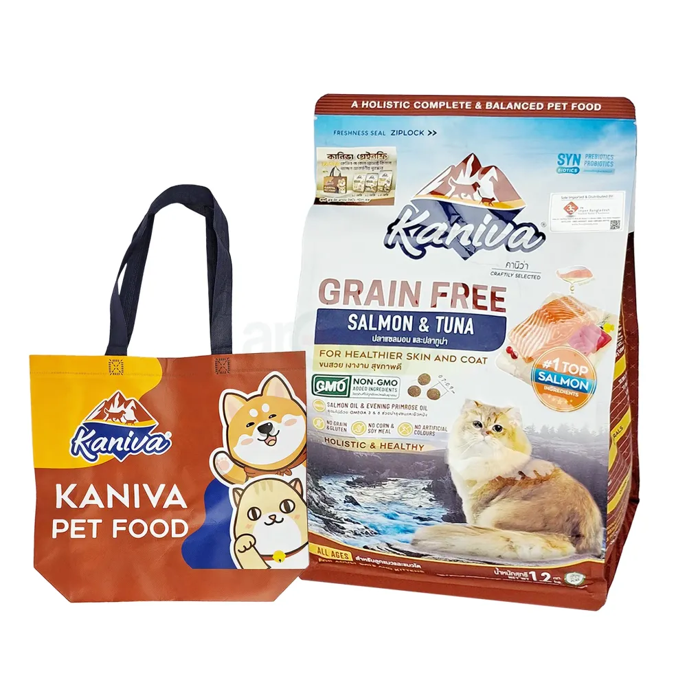 Kaniva Grain Free Cat Food Salmon & Tuna for All Ages 1.2kg Free Mascot Bag  