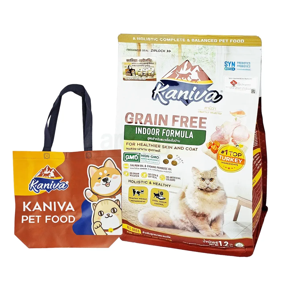 Kaniva Grain Free Cat Food Indoor Formula for All Ages 1.2kg Free Mascot Bag  