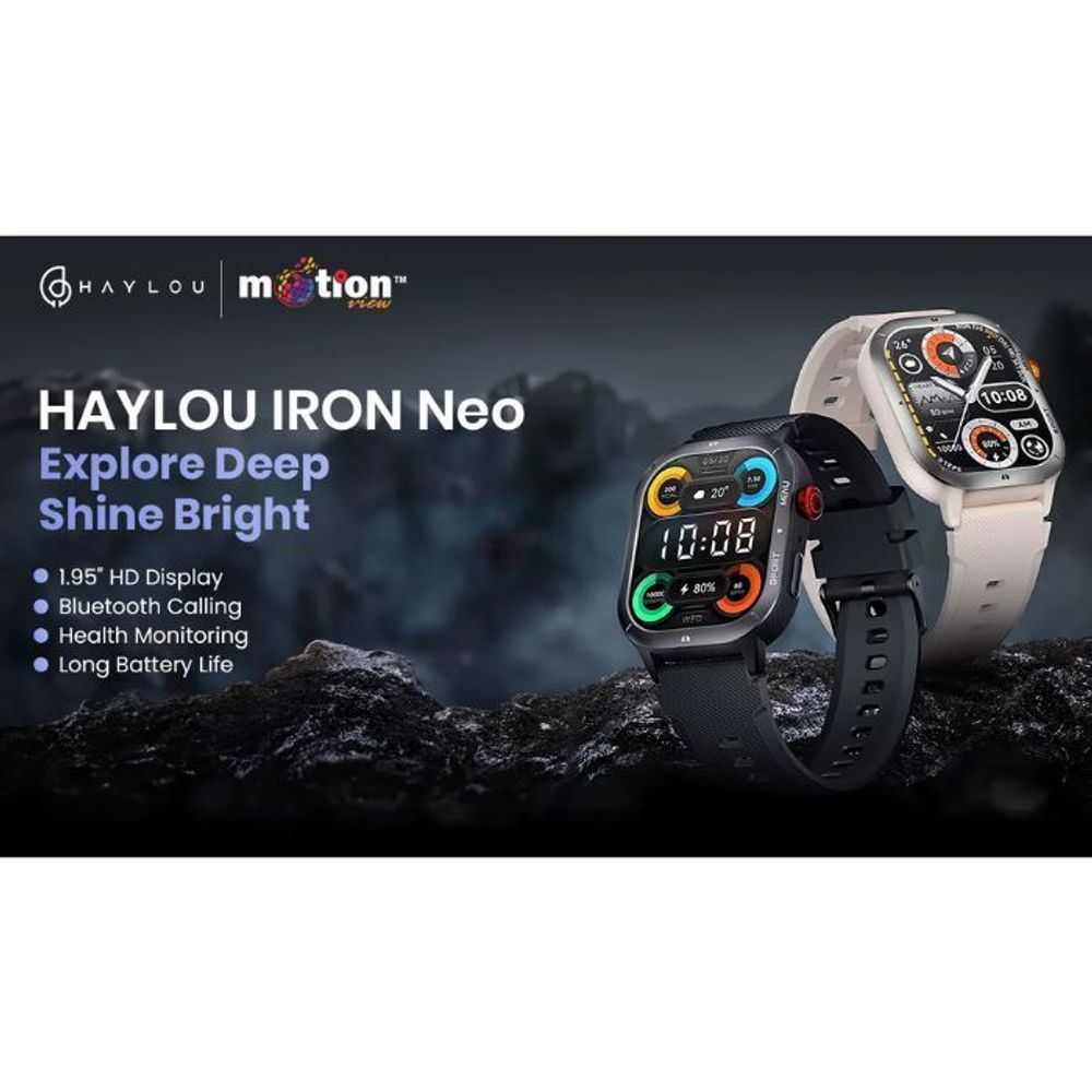 Haylou Iron Neo 1.95-inch TFT with 3ATM Waterproof Smart Watch - Black  (Model: HF014)  